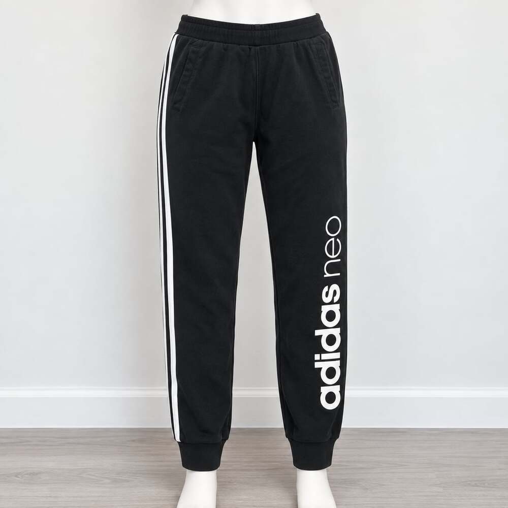 Adidas Neo Women’s Black Logo Jogger Sweatpants 3 Stripe Size L